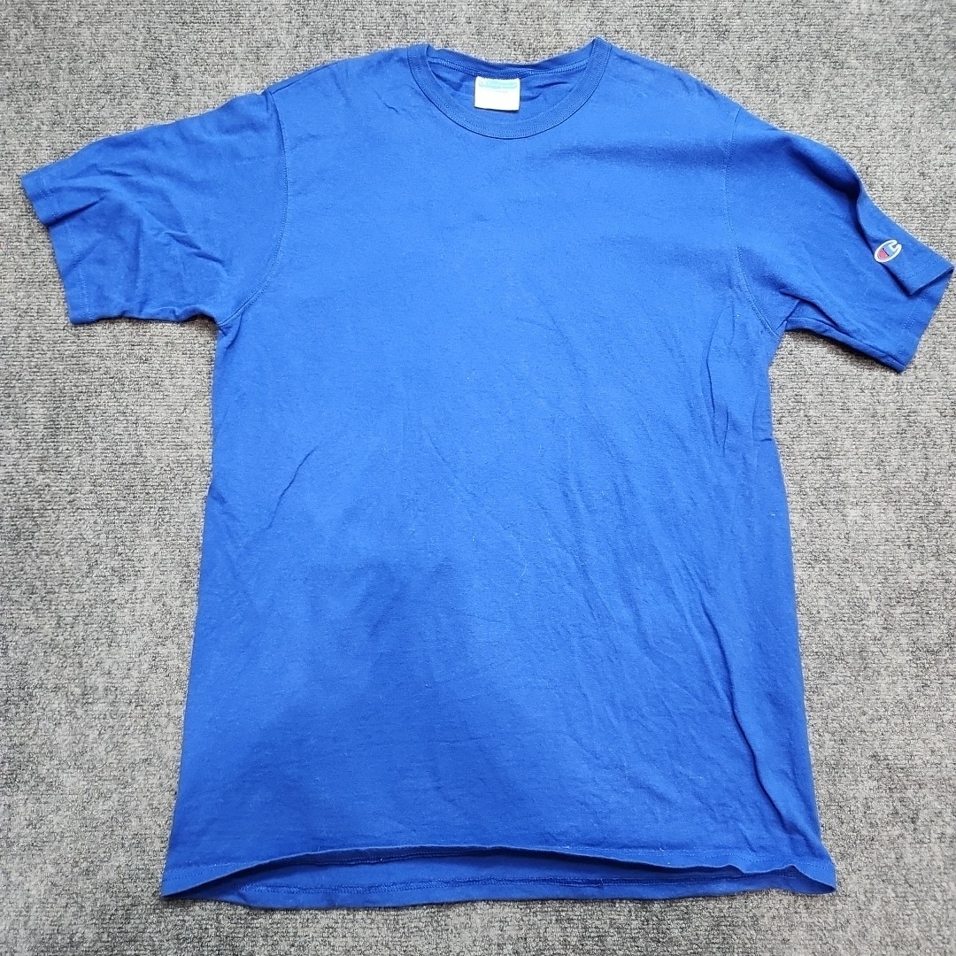 Vintage Champion Athletic Blank T-Shirt Men XL Sportswear Plain Blue Late 90s