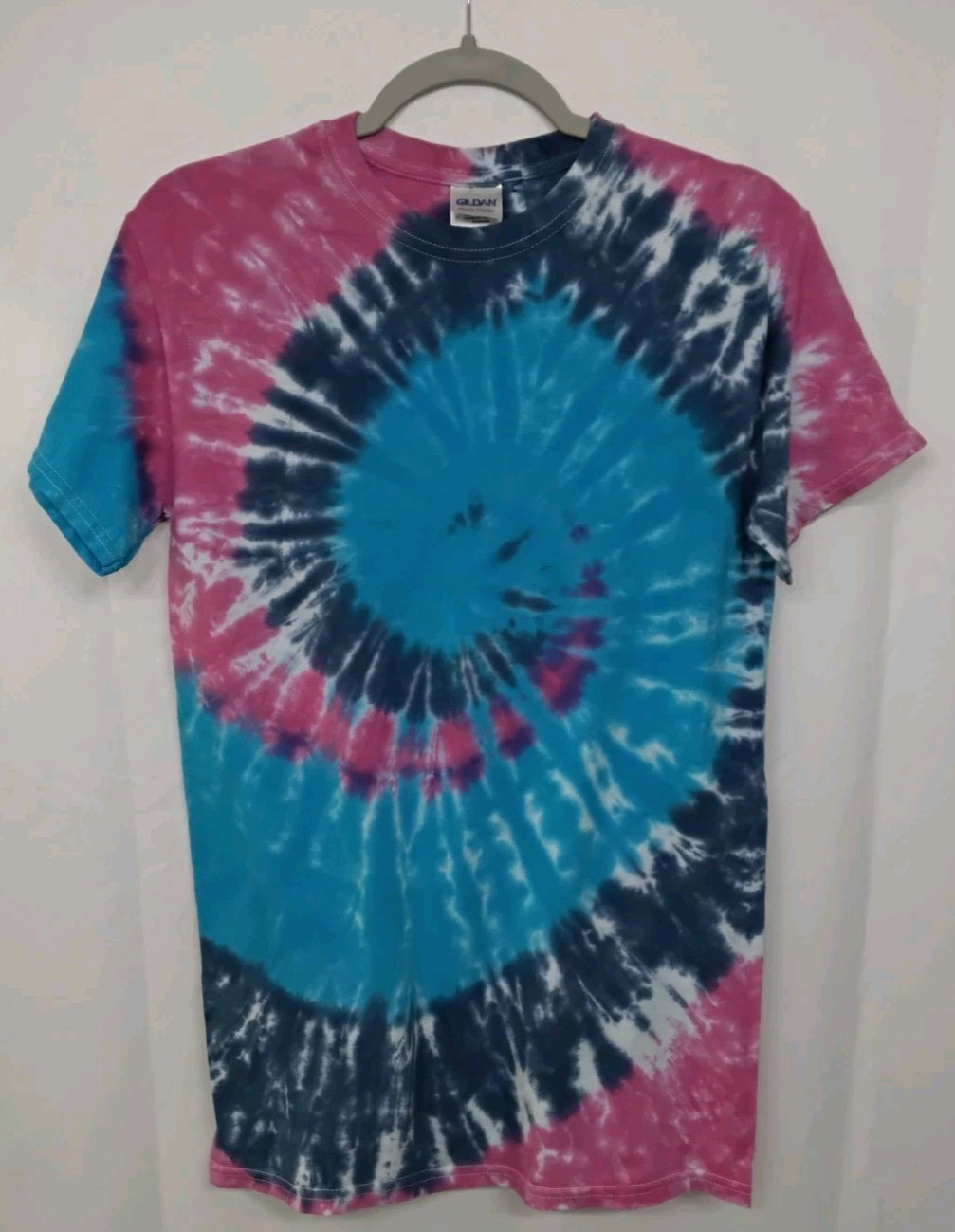 New Tie Dye Men’s T-Shirt Pink Blue Adult Small Multicolor Summer Spiral