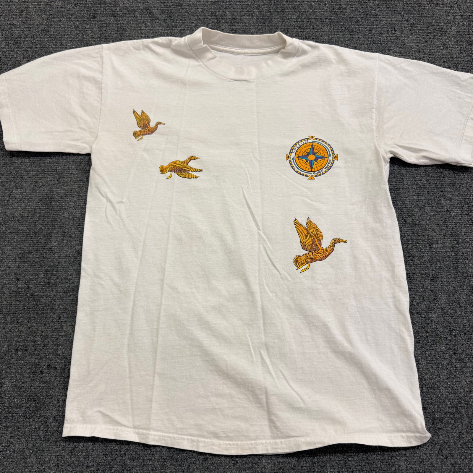 Speedo Mens T Shirt Size M White Global Voyager Hudson Bay Ducks Compass Vintage
