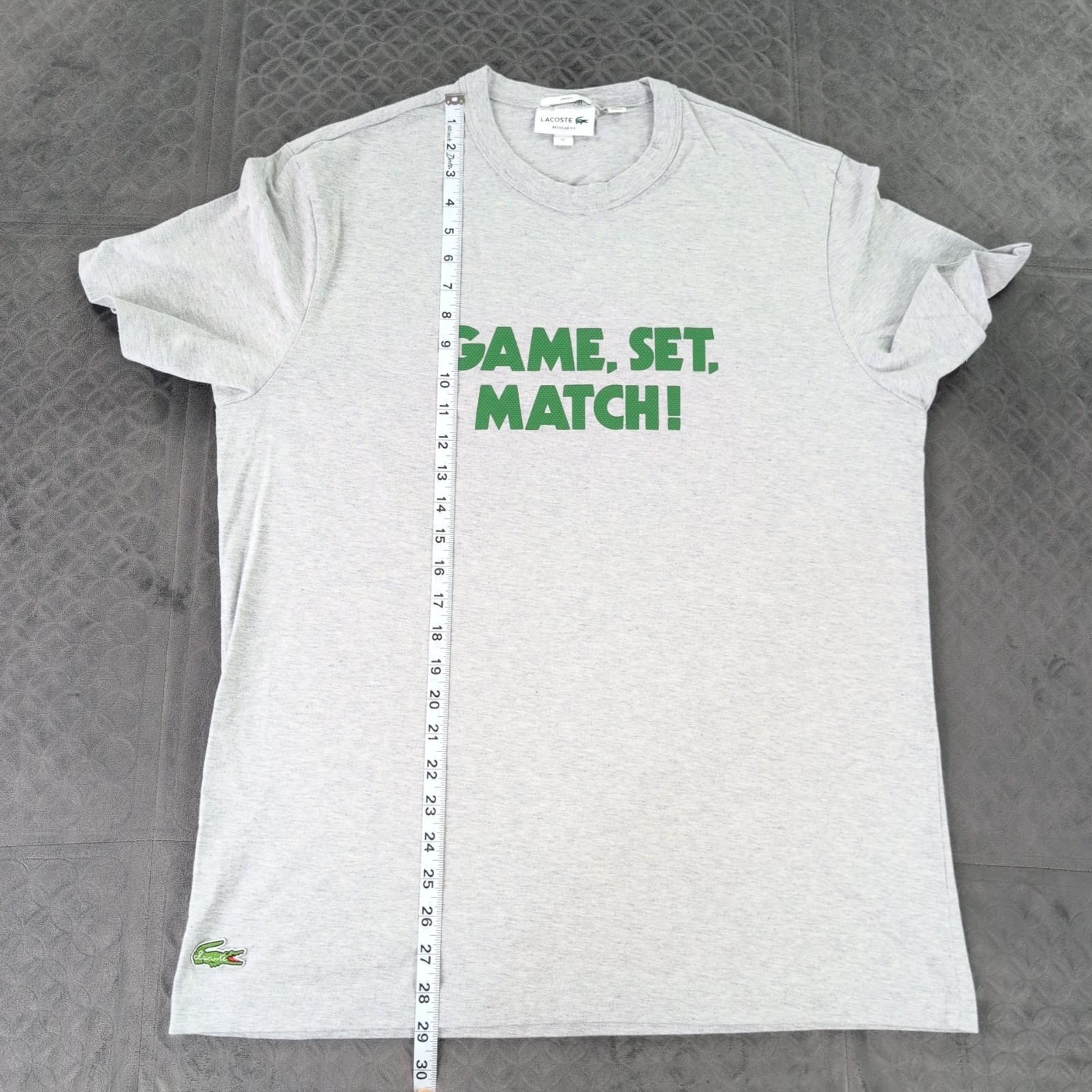 Lacoste T Shirt Game Set Match Tennis Gray Short Sleeve Unisex Adult XL