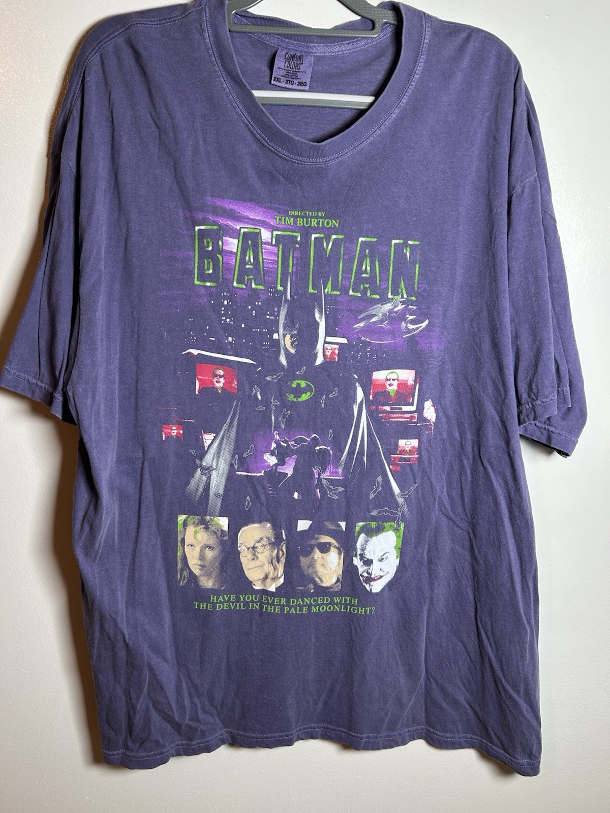 Batman Tim Burton Shirt 2XL graveyard goods Purple Comfort Colors