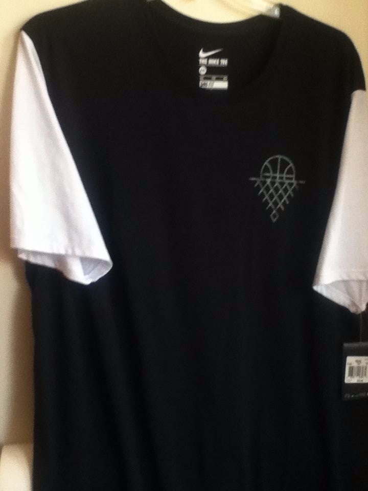 AUTHENTIC NIKE DRI-FIT BASKETBALL BLACK/WHITE SLEEVE T SHIRT 806994-010