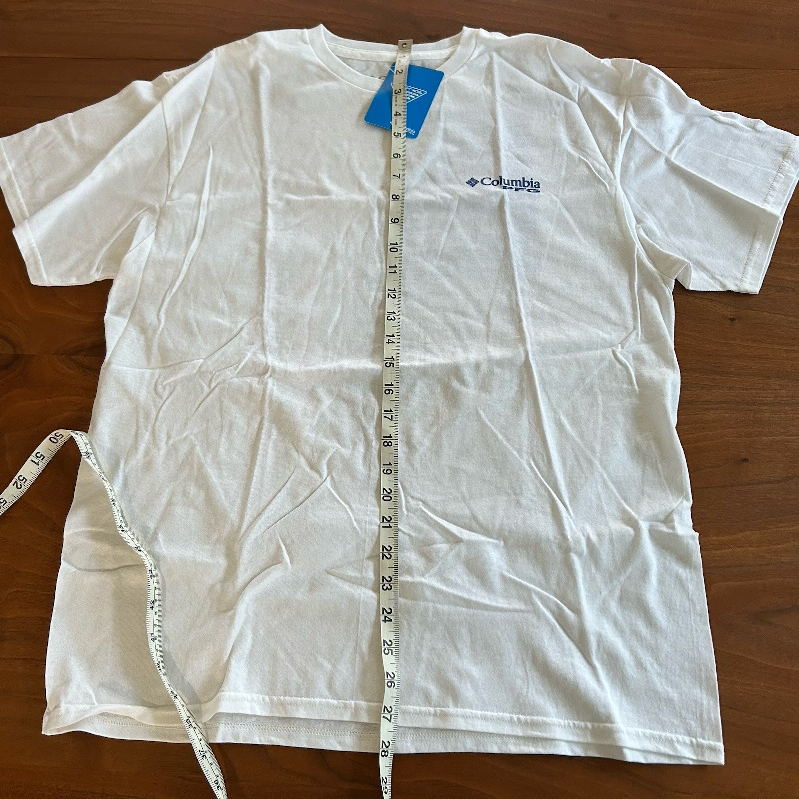 NEW Columbia Shirt Mens Sz Large White PFG Fish American Flag Fishing Outdoor