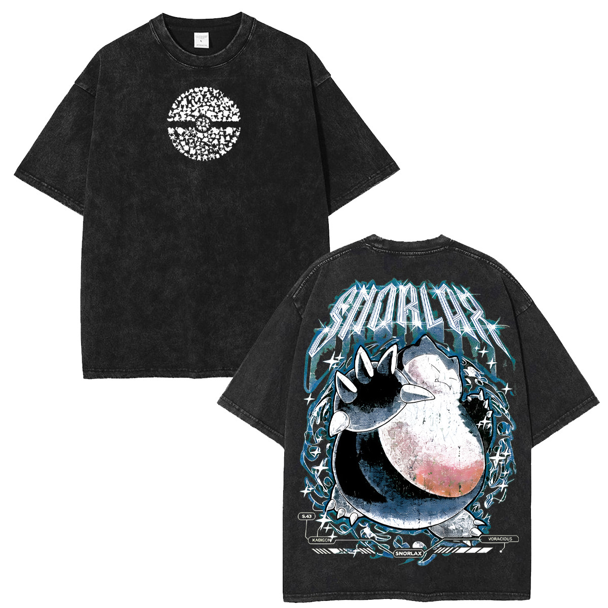 Retro Sn0rlax Anime T-Shirt Pokemon Graphic Print Men Women