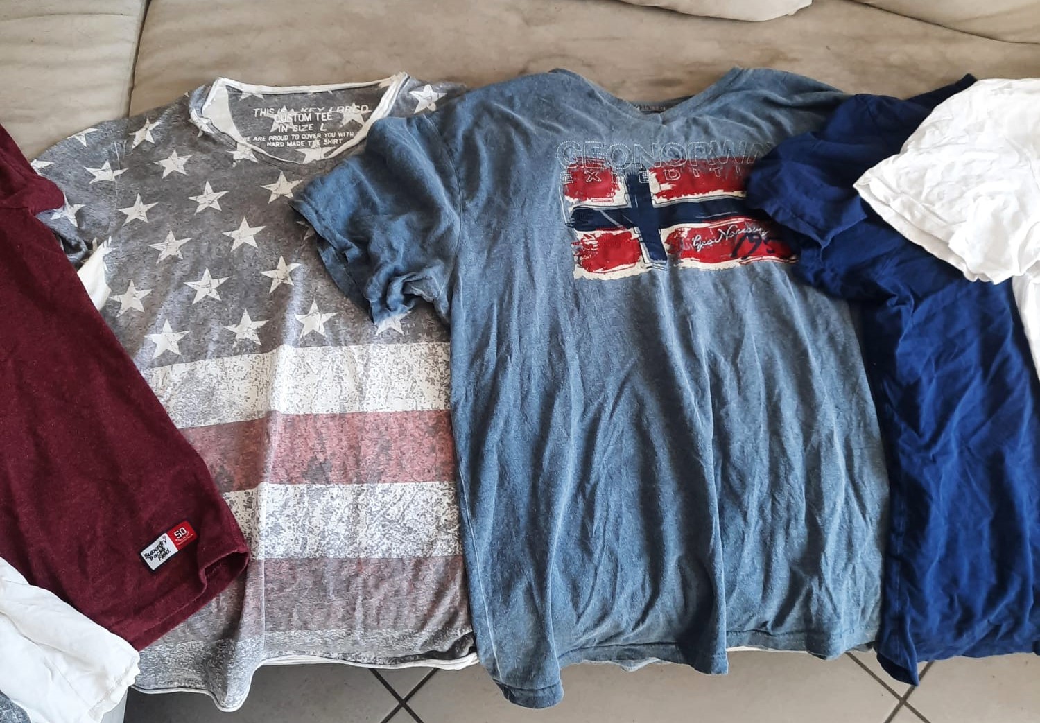 Lot of 8 Mens Pure Cotton T-Shirts Sizes L XL XXL Carrera Kaporal