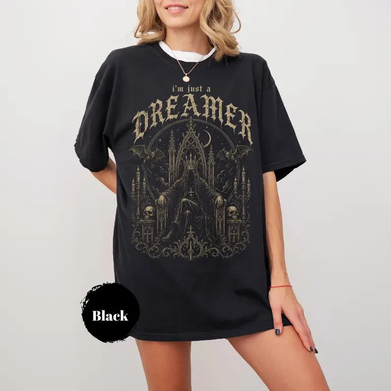 I’m Just A Dreamer Shirt, Gothic Throne Graphic Tee, Dark Academia Goth Shirt