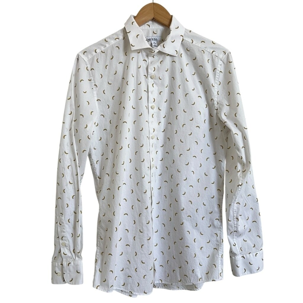 Bar III Performance Banana Button Down Shirt Medium