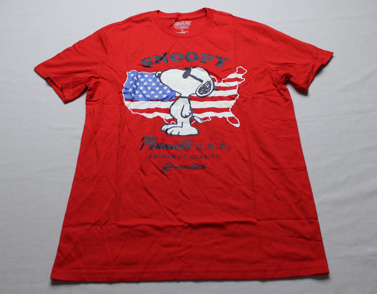 Peanuts Unisex Adult’s Snoopy USA Map Flag Graphic T-Shirt EJ3 Red Small NWT