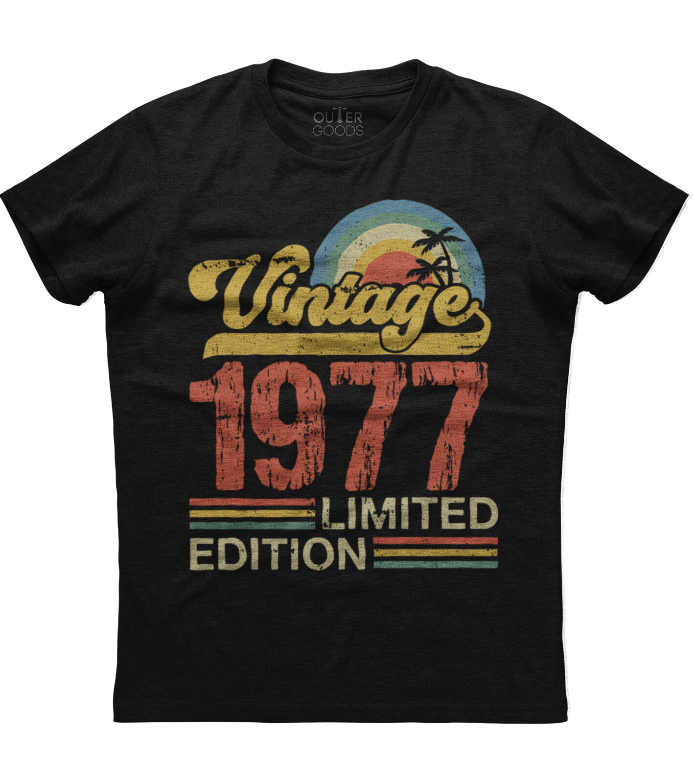 Birthday Gift Classic Old Vintage 1977 Limited Edition Rainbow Palm Tree T-shirt