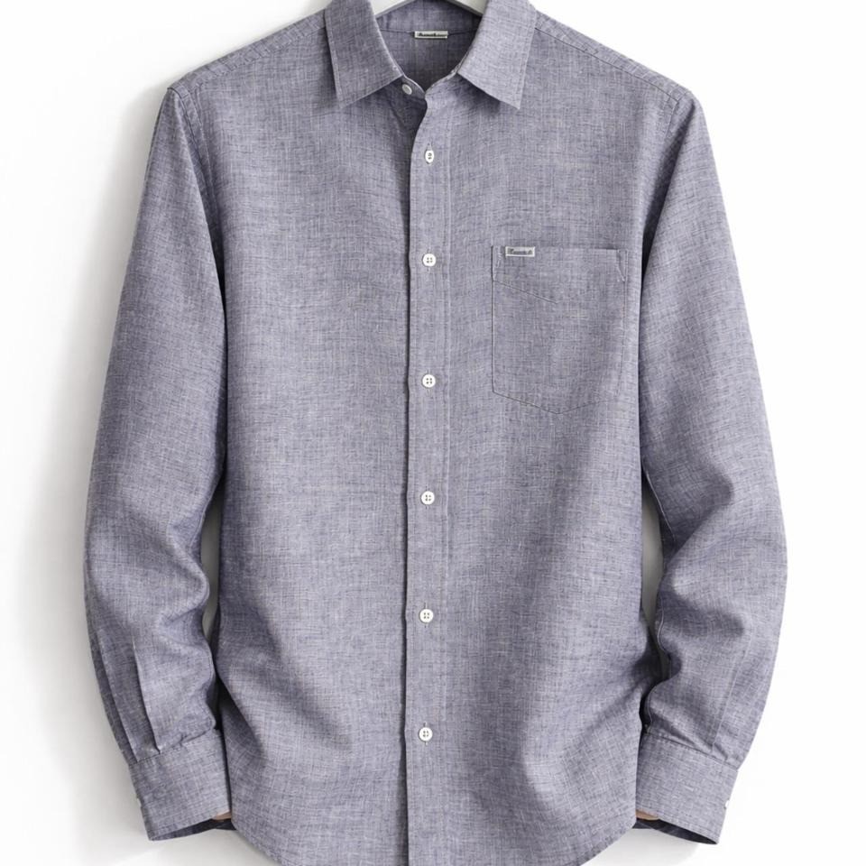 Faconnable Classique Mens Grey Melange Long Sleeve Button Down Shirt Size S