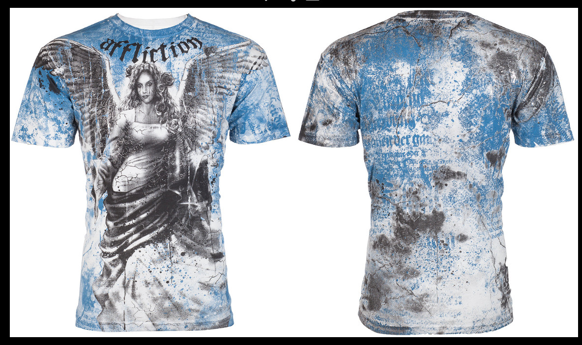 $58 AFFLICTION White RELEASE Angel Short Sleeve Slim Fit T-shirt NWT