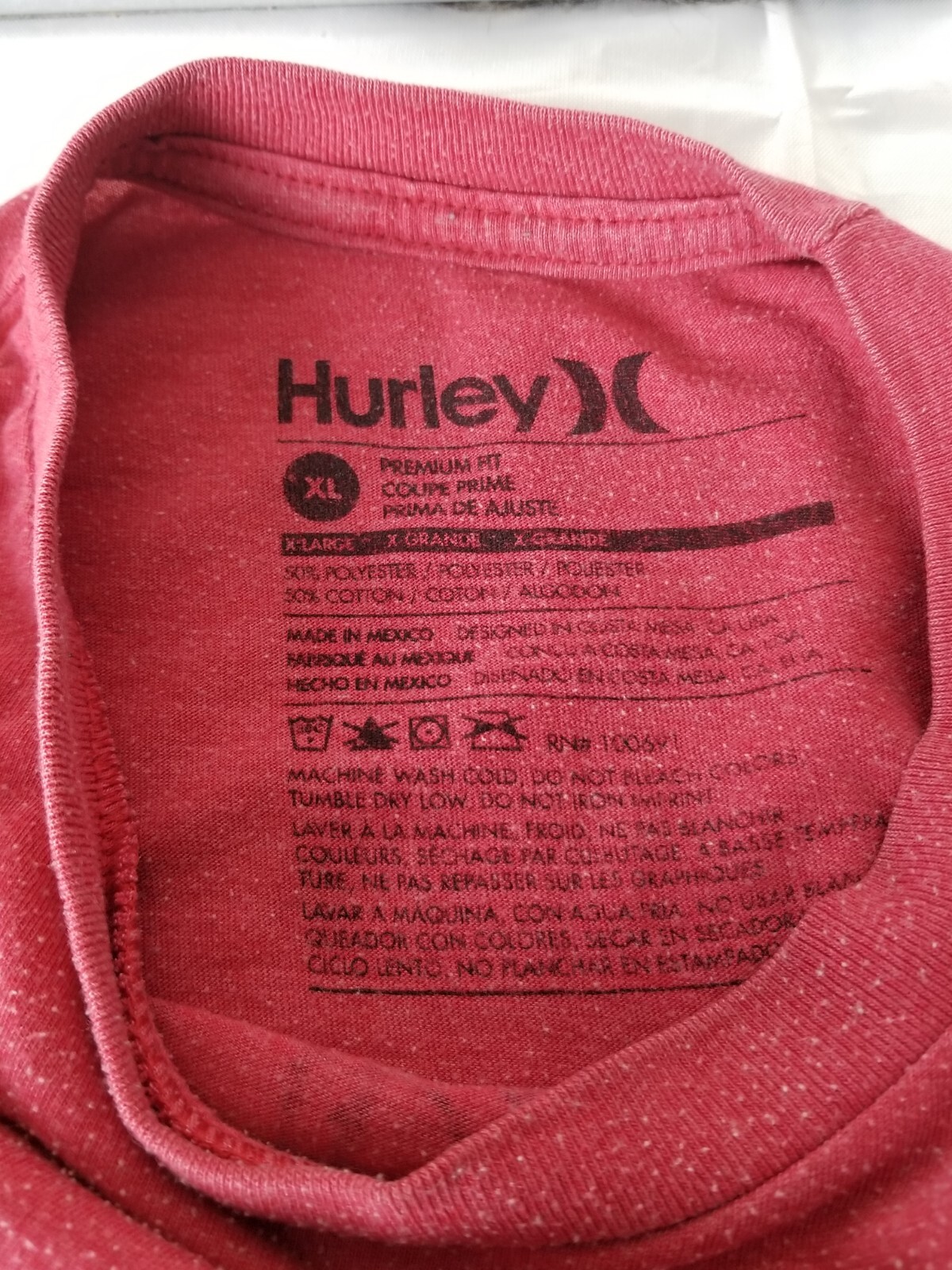 Hurley Mens Red Logo Front Graphic Print Causal Shirt XL