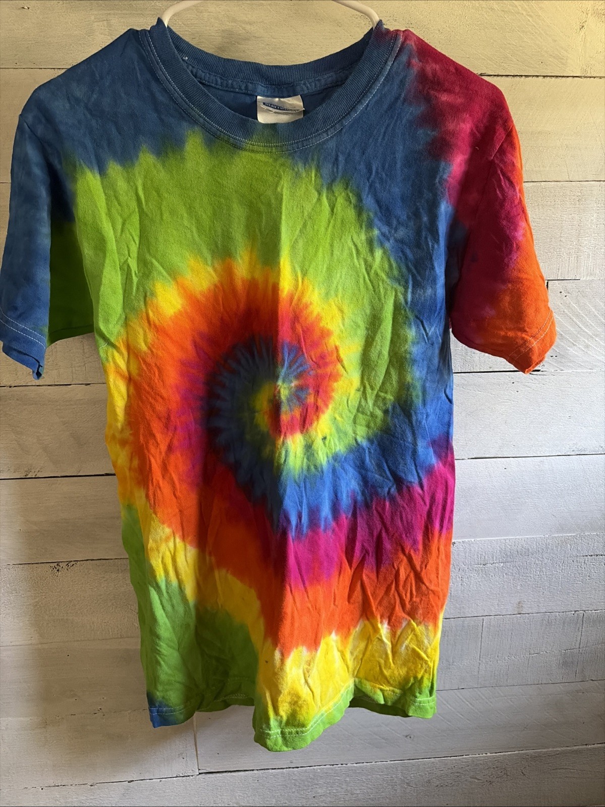 Brightly Colored Tie-Dye T-Shirt Size Adult S(34-36) Hanes 100% Shrunk Cotton