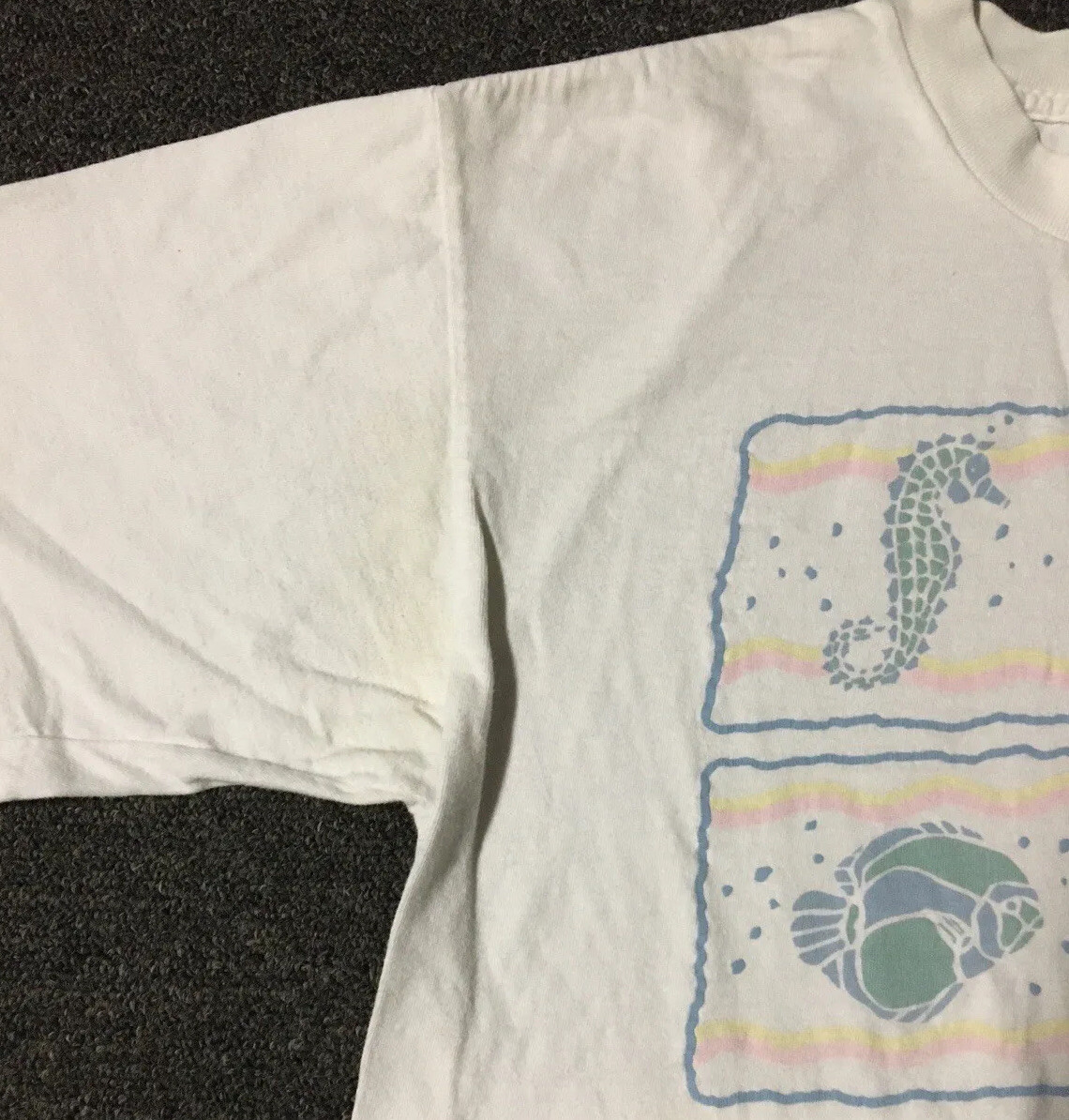 Vtg 90s Sea Life Faded Shirt M USA Fish Beach Nature Art Surf Grunge Hawaii 80s