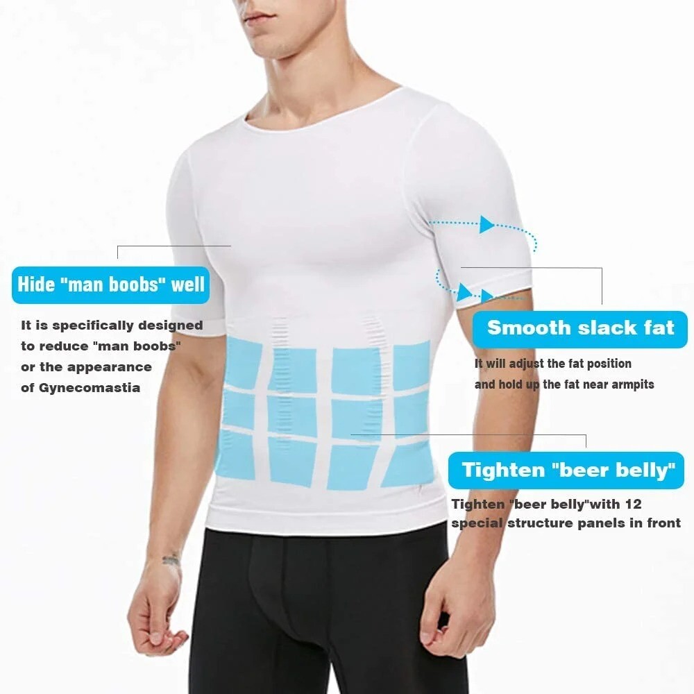 2 Pack Men Compression Slimming Body Shaper Tummy Control Vest Workout Tank Tops