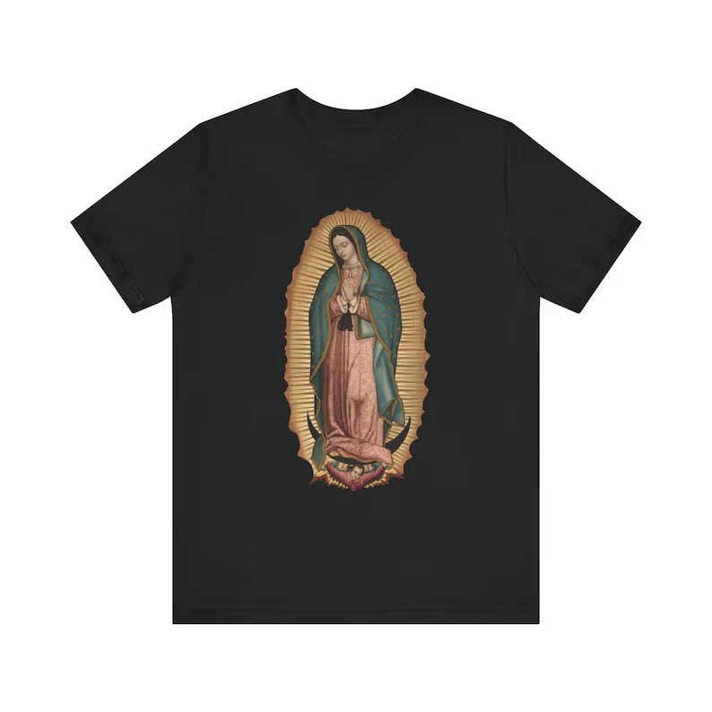 Virgin Mary T-Shirt Our Lady of Guadalupe Graphic Tee Catholic Religious Shirt