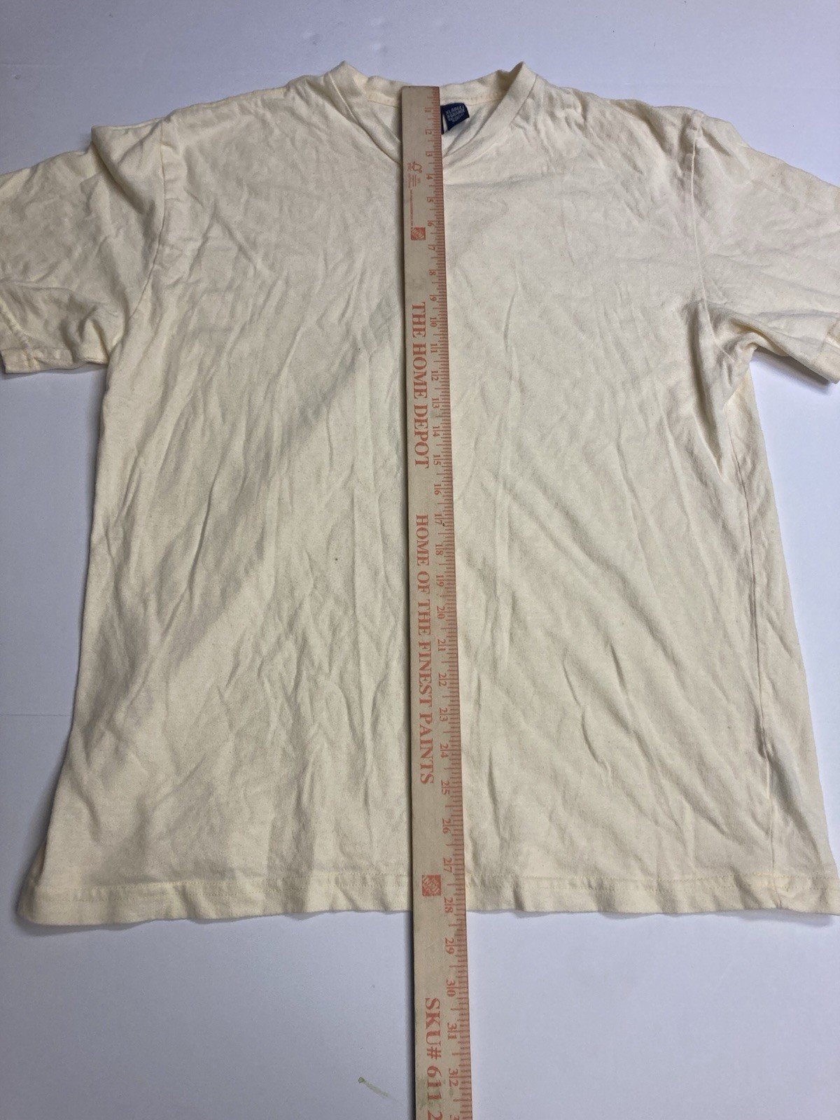 Basic Editions Men’s XL Beige Solid V-Neck Short Sleeve Cotton Knit T-Shirt