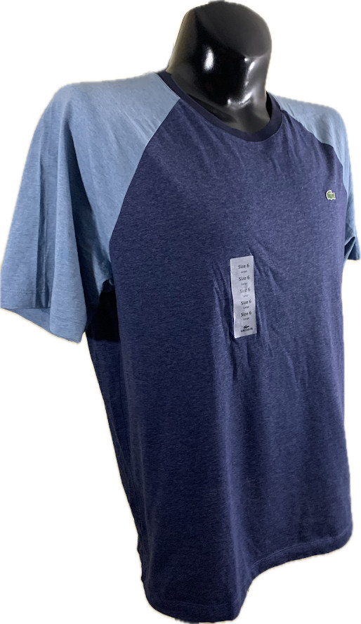 Lacoste Shirt Mens Size 6 Large XL NWT Blue Colorblock Raglan Tee Cotton Peru