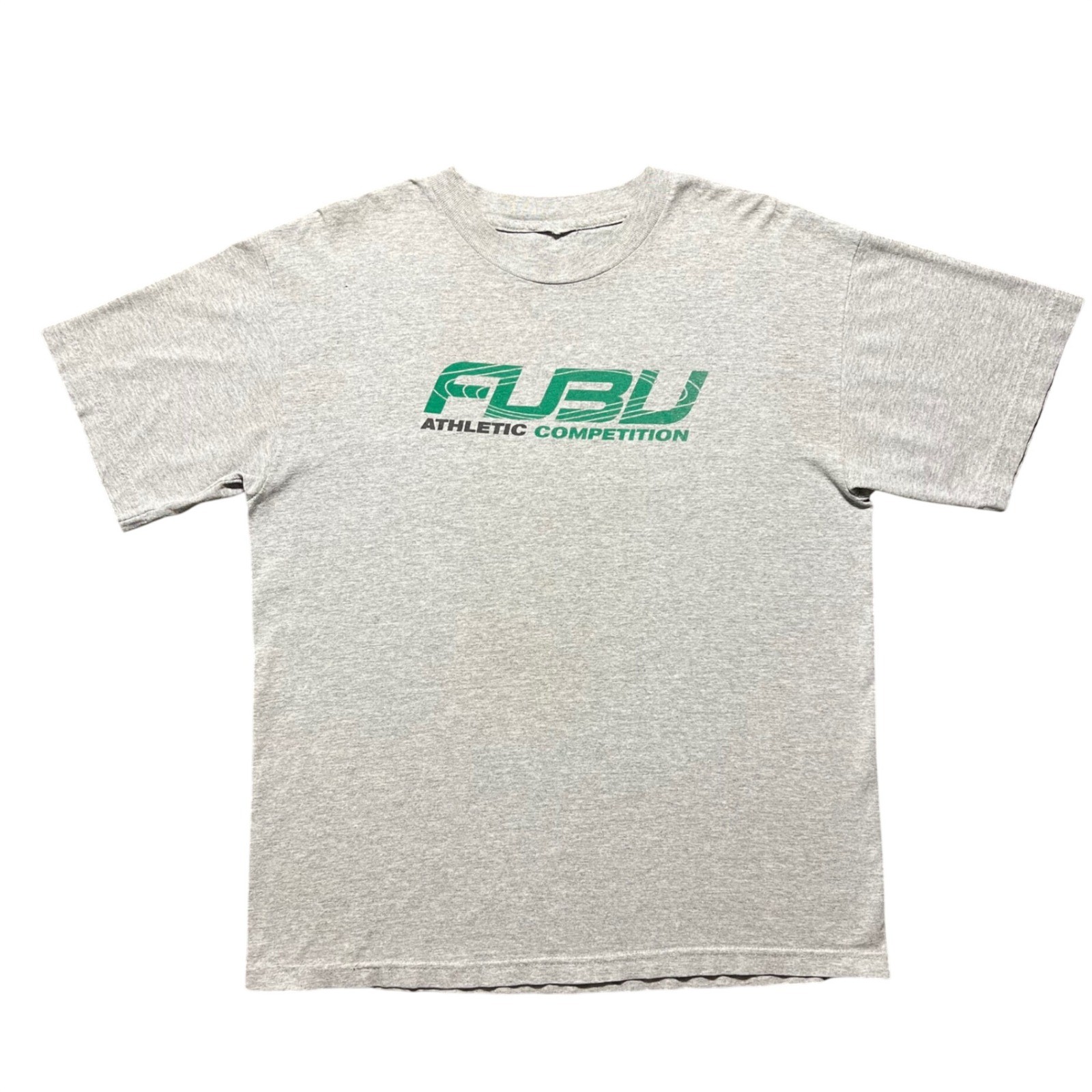 Vintage 90s FUBU Athletic Competition T Shirt Mens Large Gray Green Logo Retro
