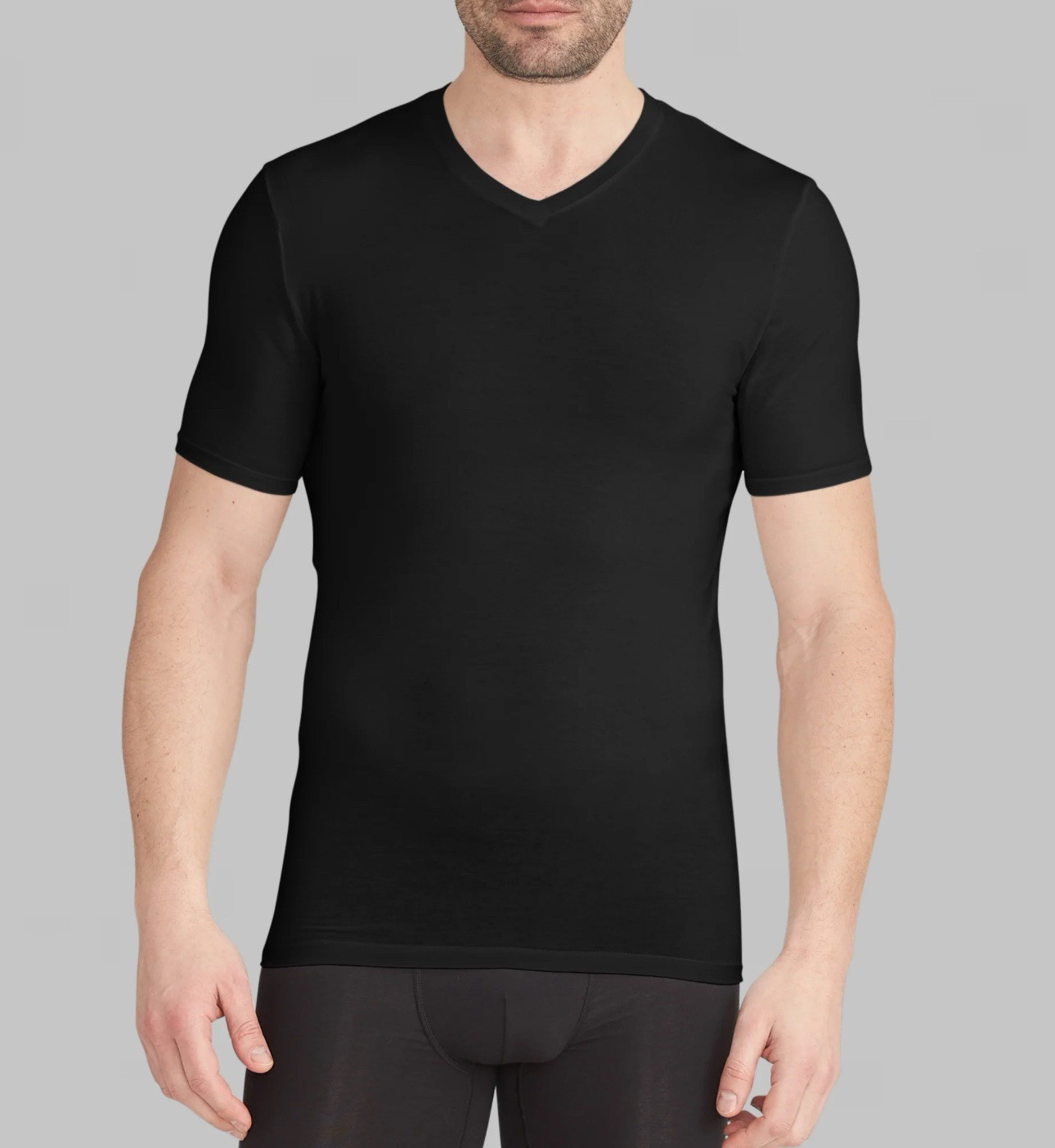 Tommy John Cool Cotton High V-neck Stay Tucked Undershirt Black Men’s Medium