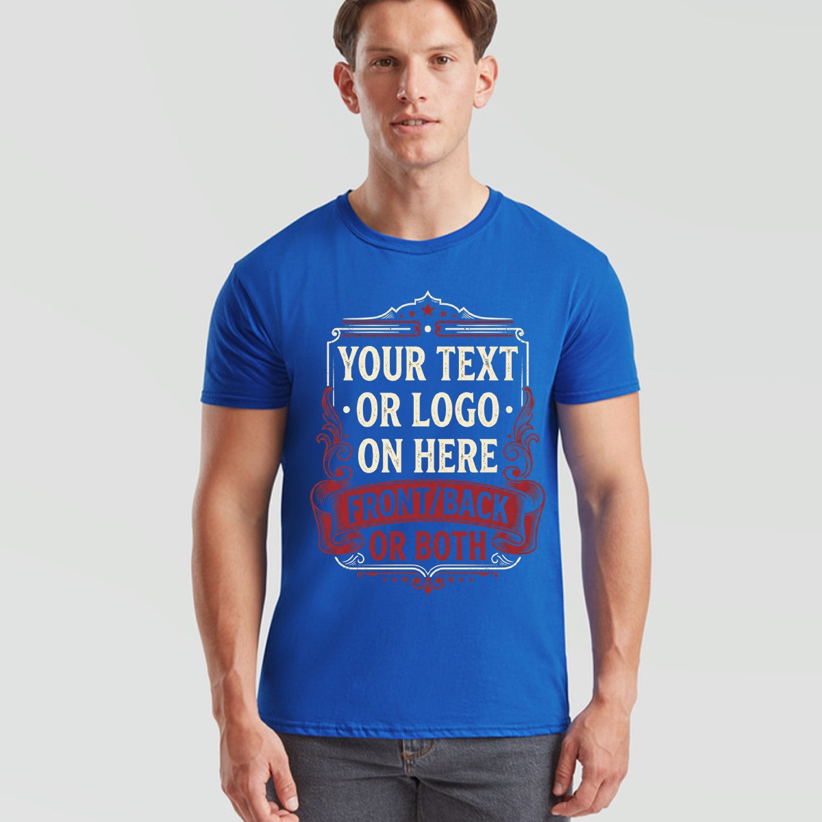 Personalised Unisex T Shirt Custom Printed Logo Text Front And Back Tee