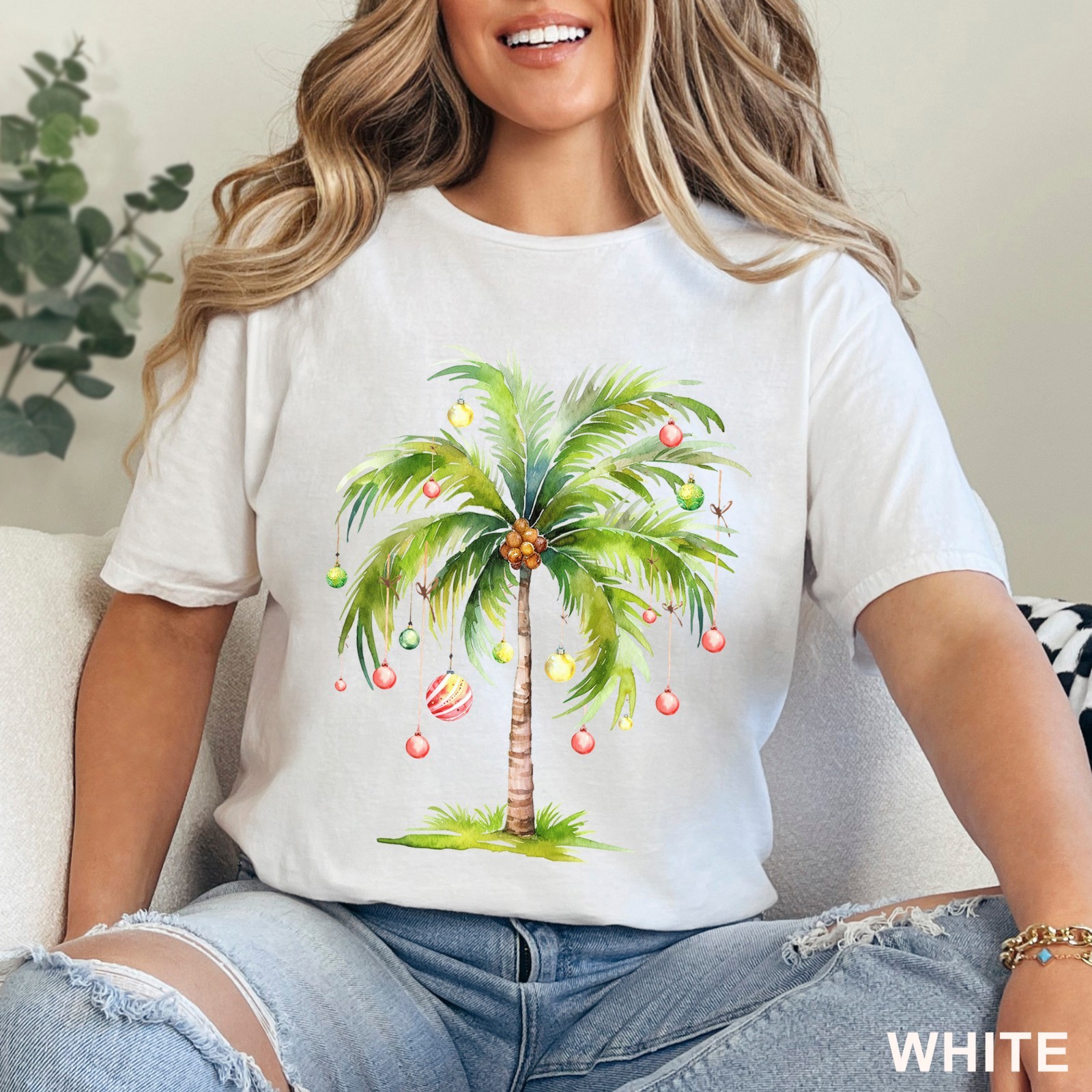Christmas Palm Tree Shirt, Christmas Tree Tee, Tropical Palm Christmas, 203733