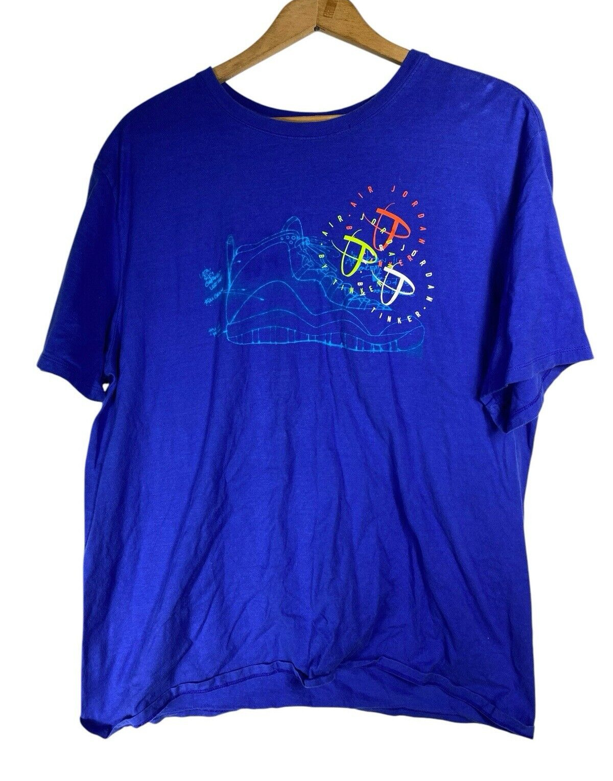 Air Jordan T Shirt Size XL Blue Tinker Sneaker Graphic Shoe Top Mens Nike