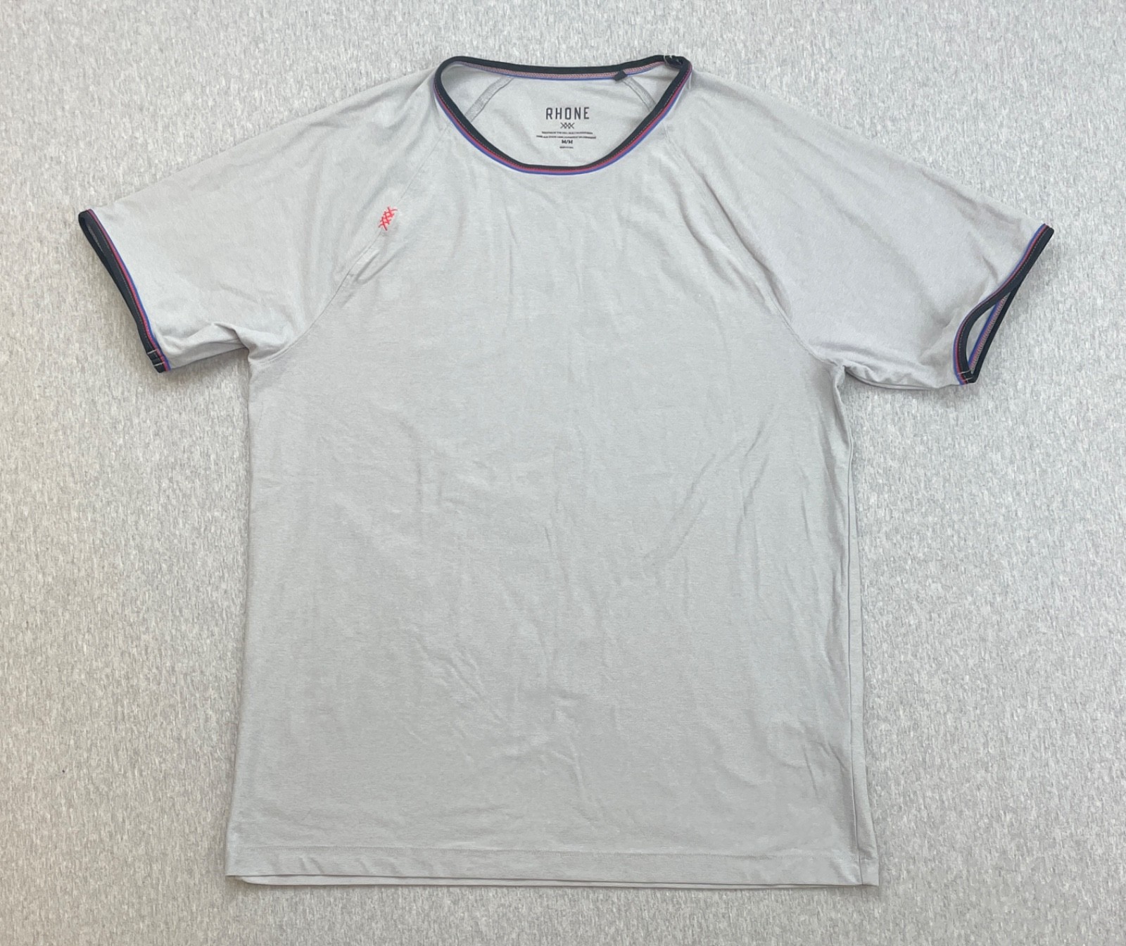 Rhone Shirt Mens Medium Gray Performance Stretch Short Sleeve Crewneck Pullover