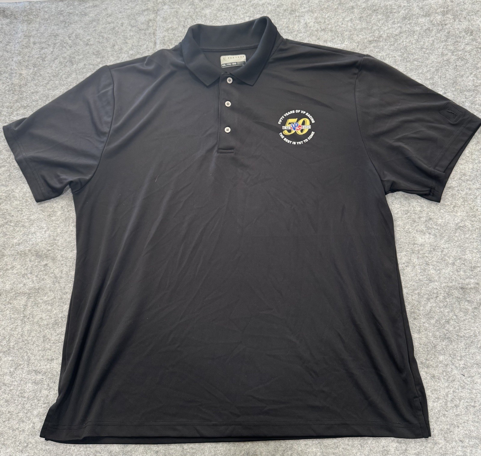 VP Racing Fuels 50 Yrs Polo Short Sleeve Men’s Black Size 2XL on PGA Tour Brand
