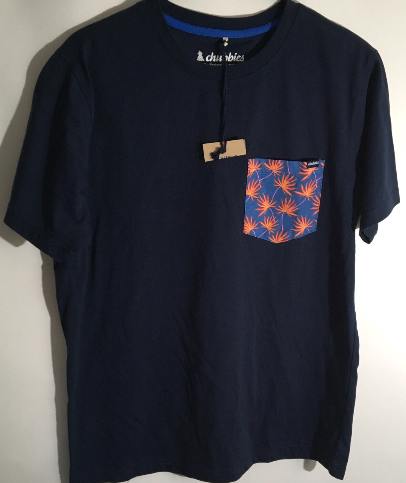 Chubbies The Plant Men’s Size Small Navy Weekend Casual Pocket Tee Shirt