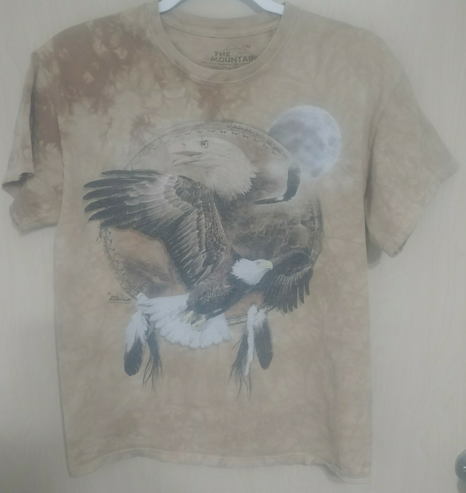 Vintage The Mountain Eagle T-Shirt Men’s Med Tan Nature Scene Outdoor USA 90’s