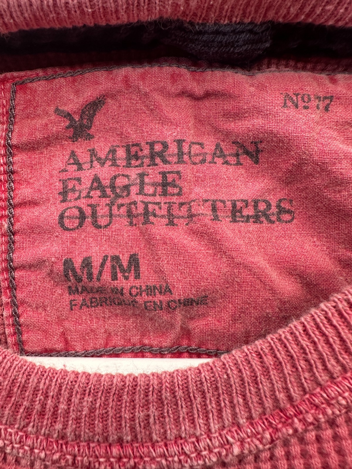 Vintage American Eagle Outfitters Shirt Mens Medium Pink Cotton Waffle Knit