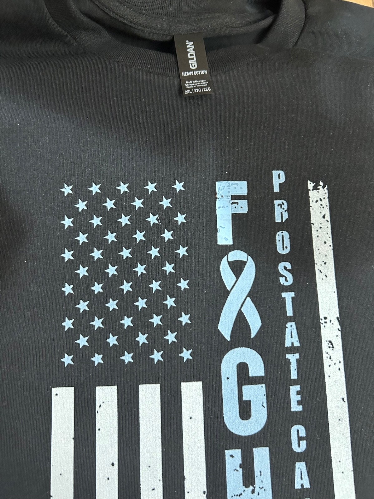 Fight Prostate Cancer Awareness Flag Unisex Gildan T-Shirt Size S-3XL