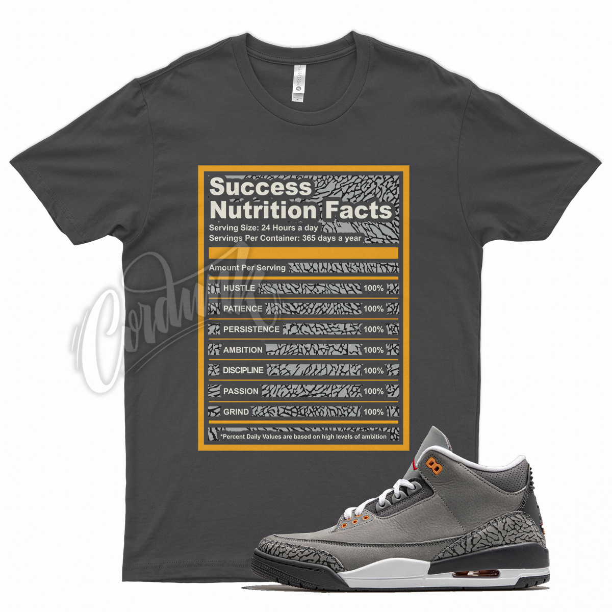 Cool Grey SUCCESS T Shirt for J1 3 Cool Grey Orange Peel Elephant Print