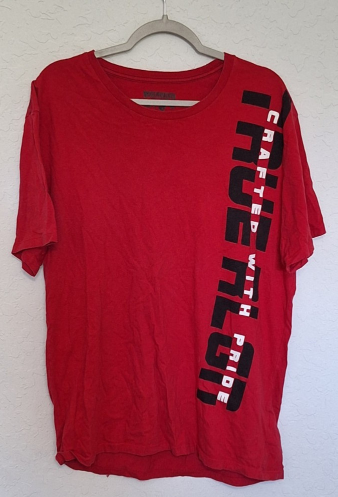 True Religion Men’s T-Shirt Red XL Short Sleeve “Crafted With Pride” Spellout