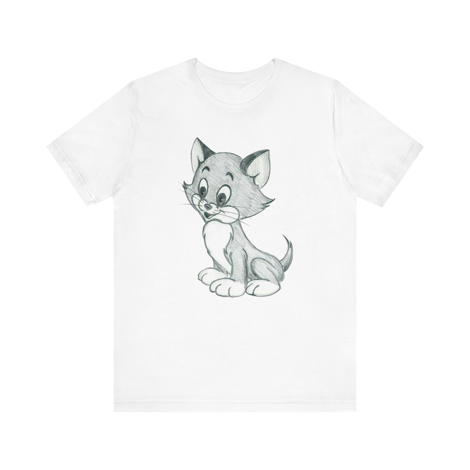 Vintage Inspired Cute Cartoon Drawing Kitten Unisex Jersey Short Sleeve Tee