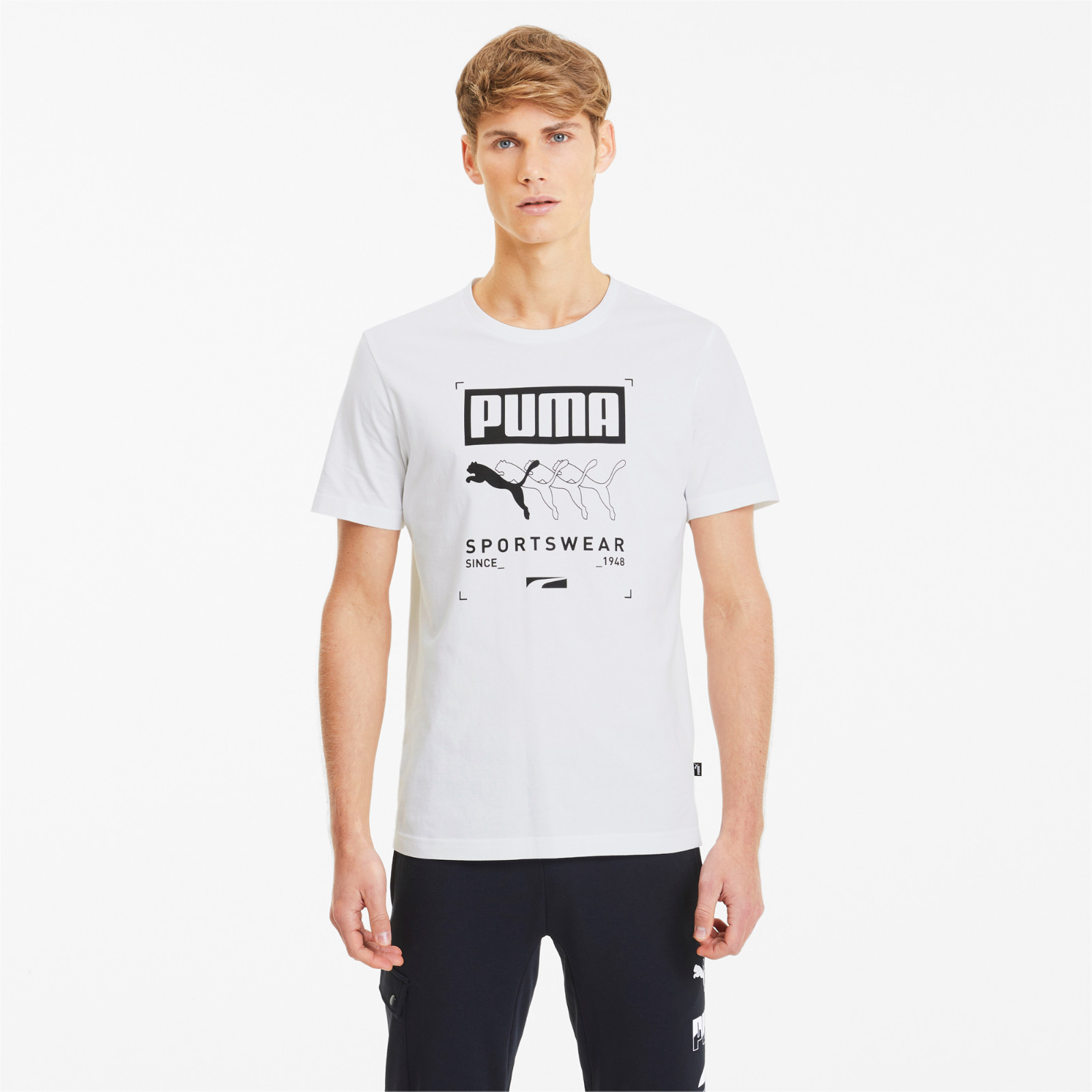 Puma Men’s Box White Tee Short Sleeve Casual T-Shirt – NWT