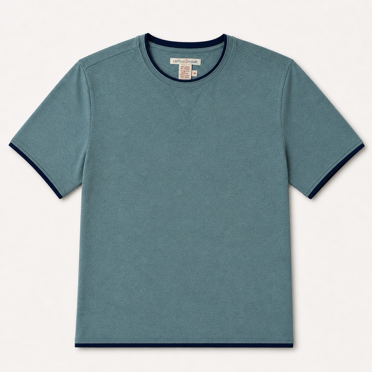 Carbon2Cobalt Men’s Tee Teal Short Sleeve Cotton Stretch Size M