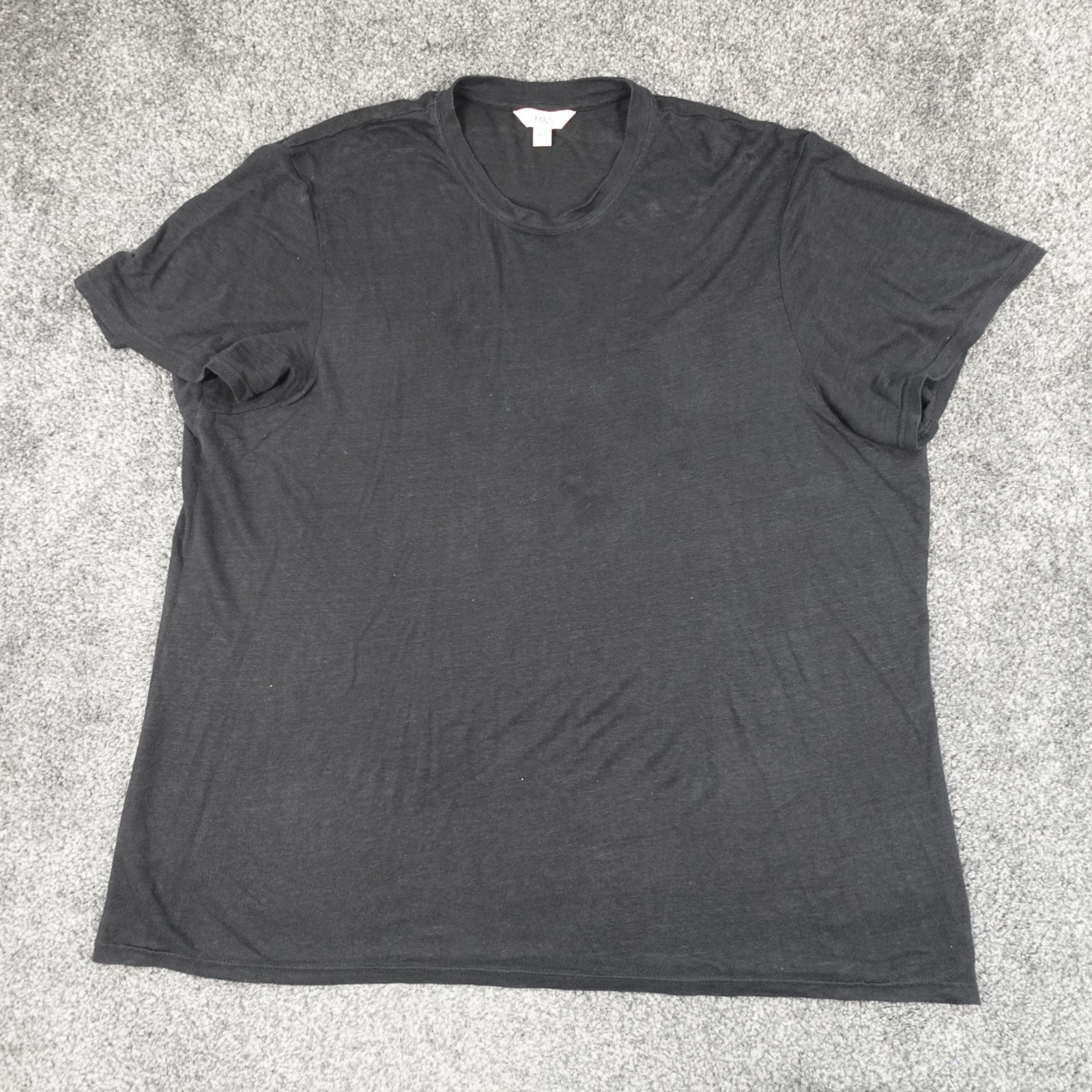 Marks & Spencer 100% Linen T-Shirt Black Size XL Men’s Short Sleeve M&S