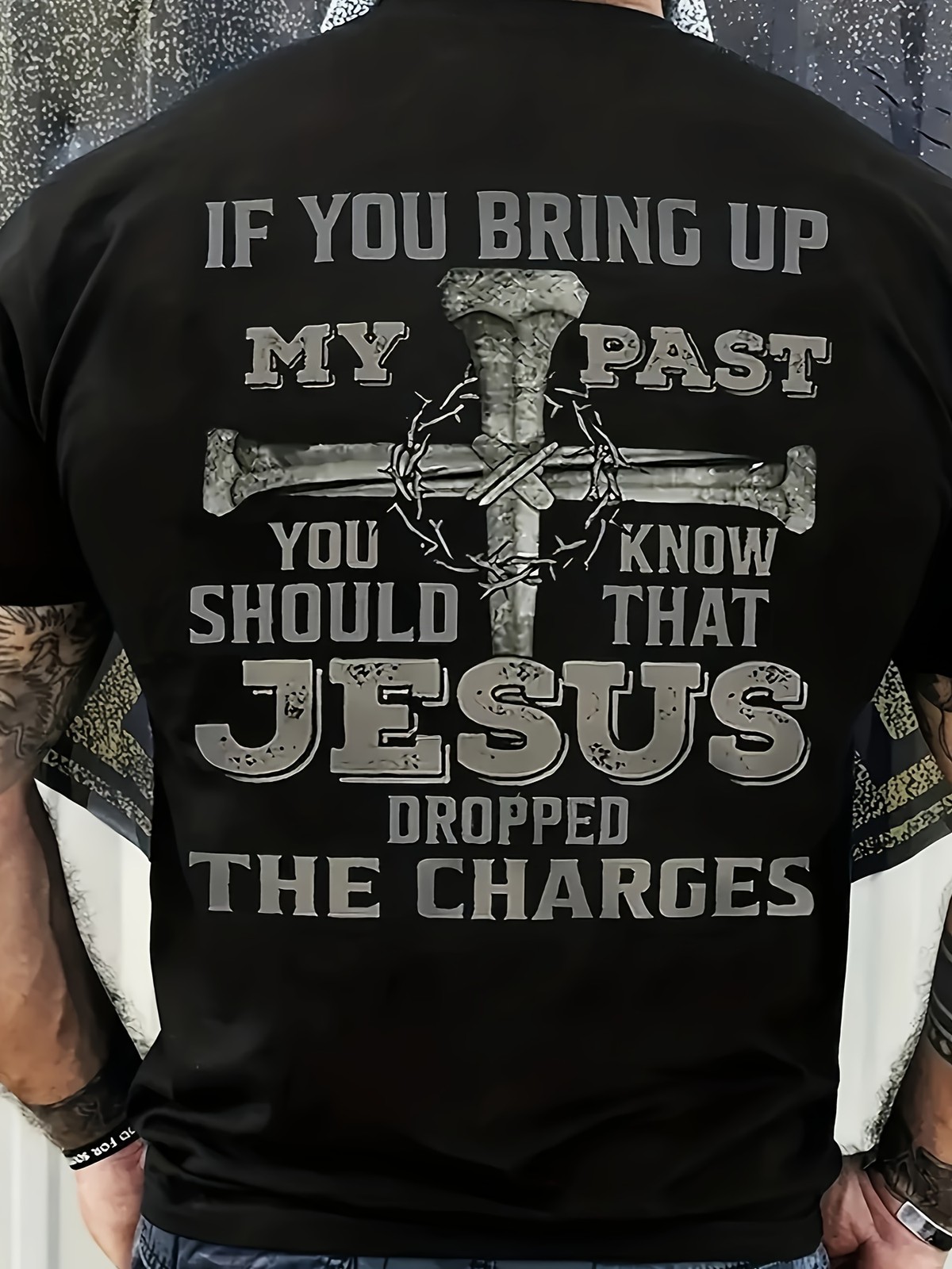 Funny Men’s Jesus Dropped The Charges Christian Graphic T-Shirt Tee