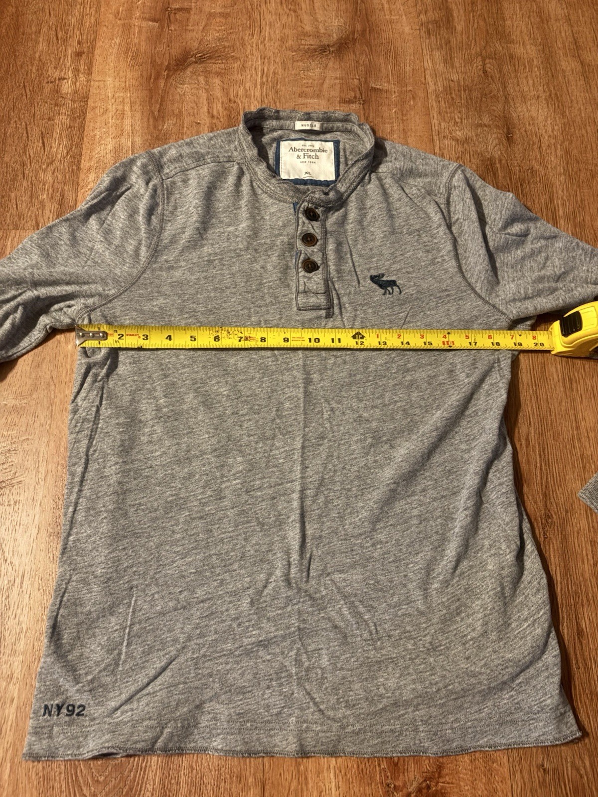 Abercrombie & Fitch Muscle Shirt Adult XL Blue Logo Casual Long Sleeve Mens