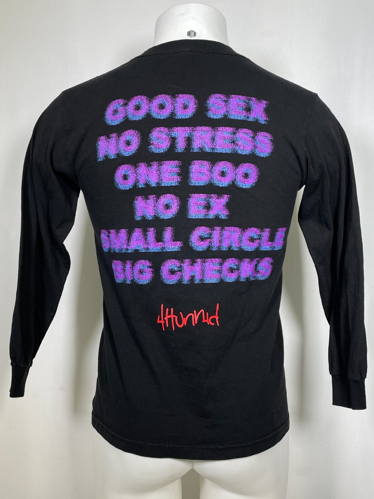 YG 4 Hunnid Good Sex No Stress One Boo No Ex Longsleeve Black T-Shirt Men’s S