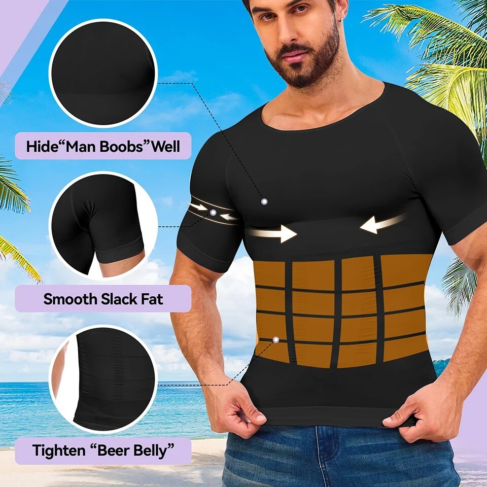 Gynecomastia Men’s Slimming Shaper Shirt Abs Abdomen Slim Compression Shapewear