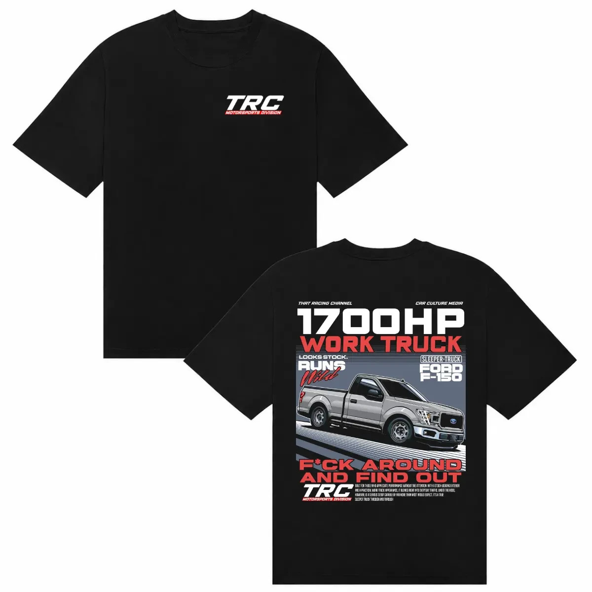 Mens Black Graphic T-Shirt 1700HP Sleeper Work Truck Print Street Racing