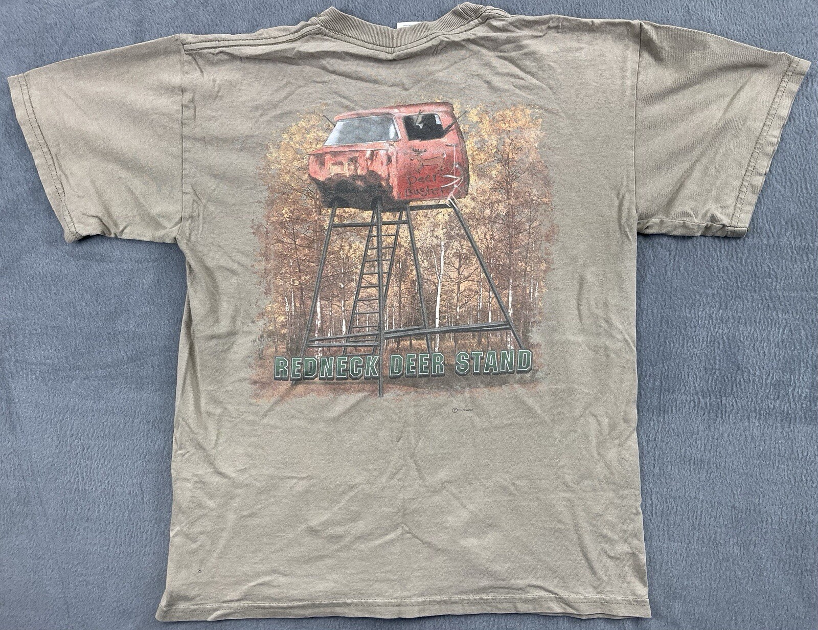 Vintage Redneck Sportsman T Shirt Medium Tan Buckgear Deer Hunting Tree Sand