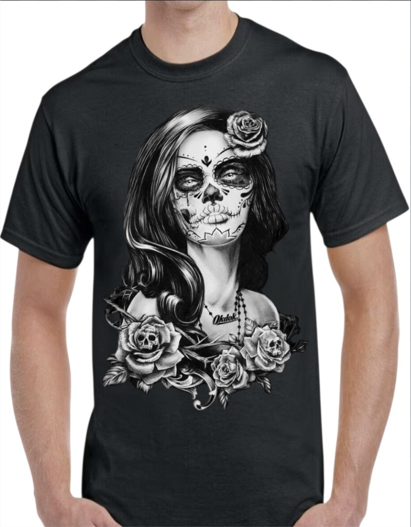 Dia De Los Muertos Black Men’s T-Shirt Small To 3X-Large #3