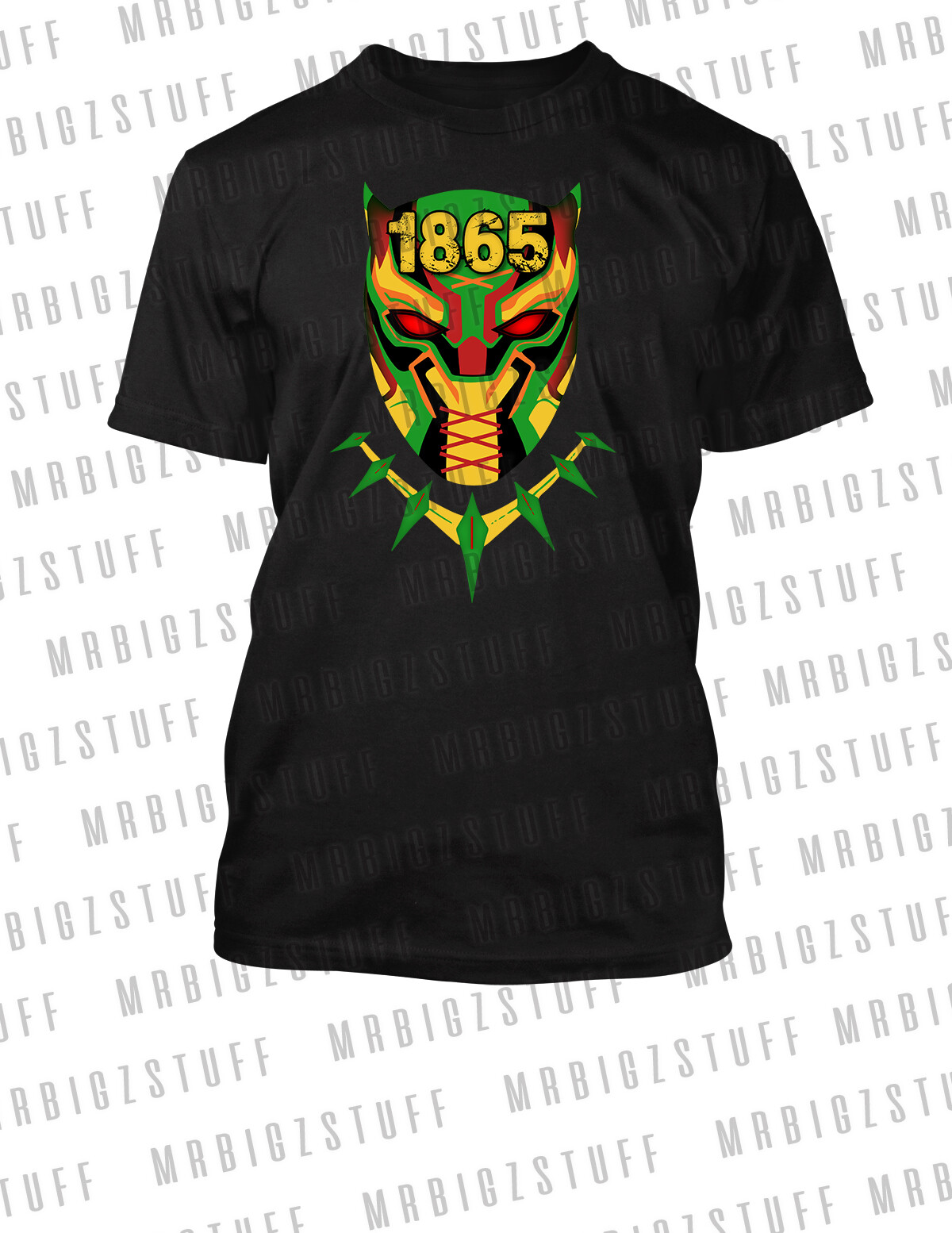 1865 Juneteenth Black Panther Tee Shirt Mask Black History Big & Tall Small