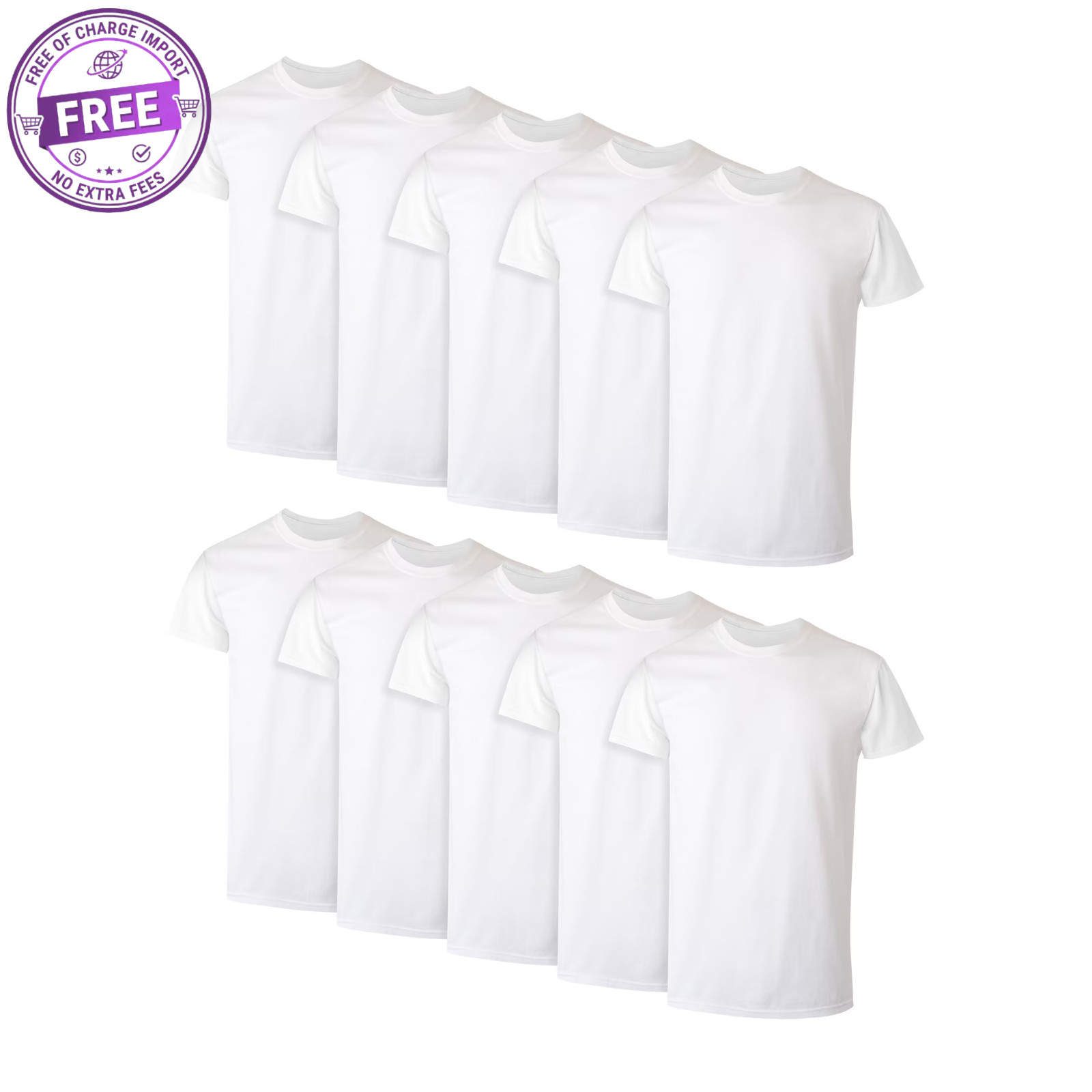10 Pack Hanes Men’s Super Value Pack White Crew T-Shirt Undershirts, Comfort
