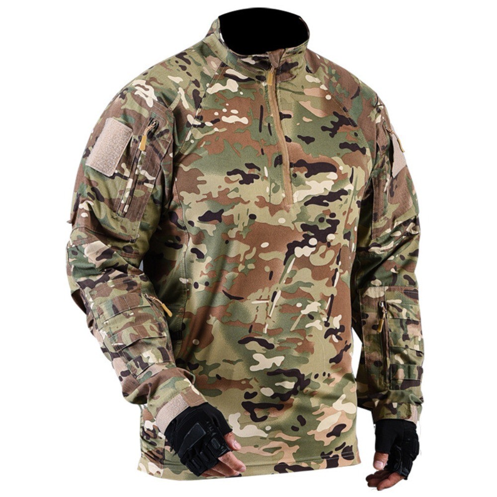 Men Tactical Combat T-Shirt Camouflage Military Shirt Long Sleeves Army Outdoor