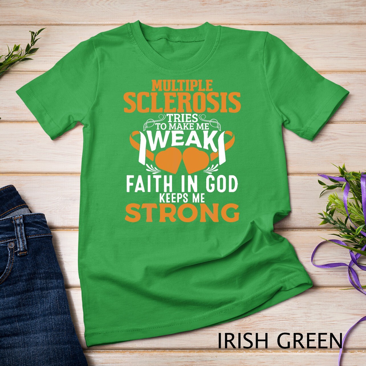 Multiple Sclerosis Awareness Orange Ribbon Women Kid Unisex T-shirt